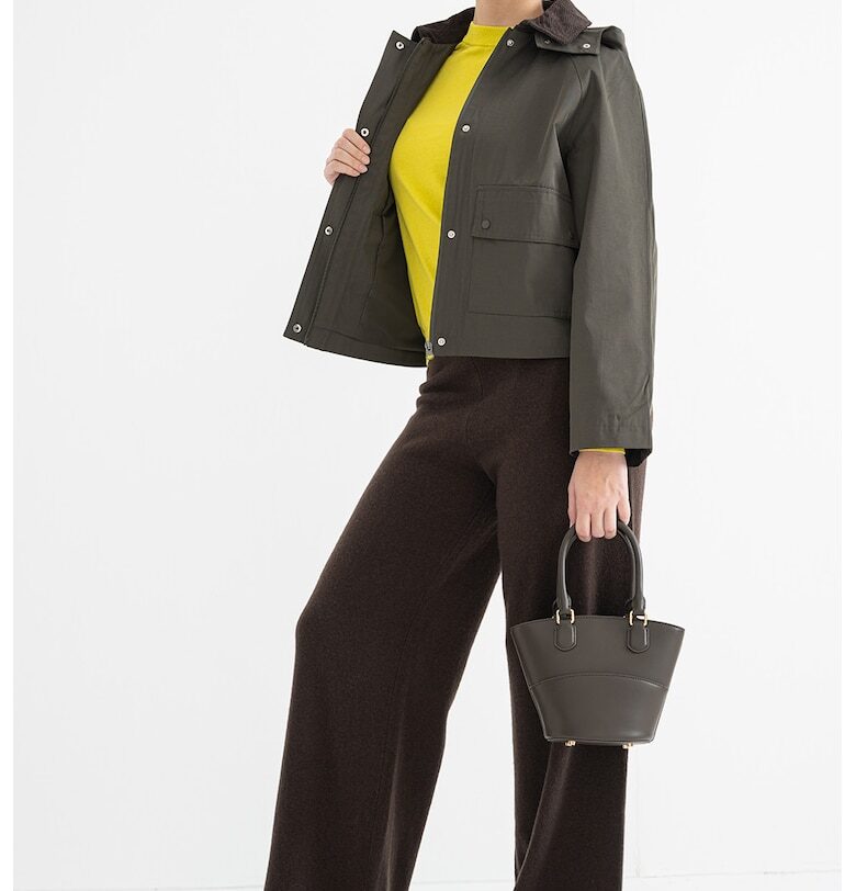 Олекотено яке с качулка и джобове - Тъмнокафяв/Тъмно каки Stefanel