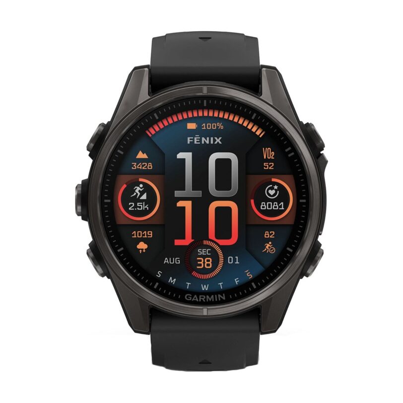 Оригинален Дамски Смарт часовник Garmin Fenix 8 Amoled 43 мм Sapphire Carbon Gray DLC Titanium/Black/Pebble Gray Garmin 010-02903-21