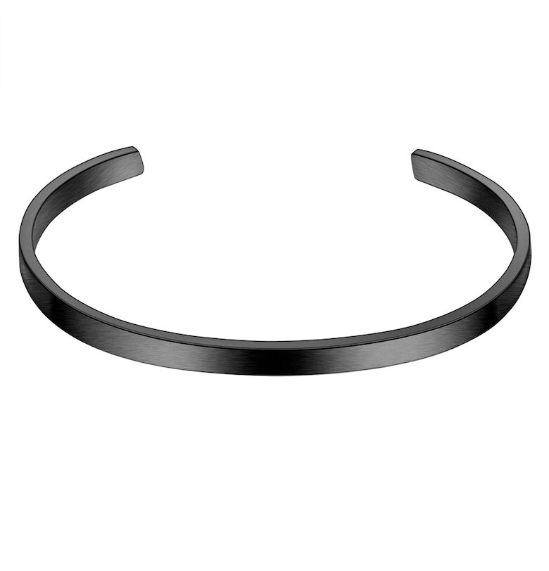 Отворена гривна от неръждаема стомана - Черен True Rebels