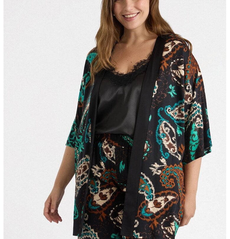 Отворено кимоно с шарка - Черен/Кафяв/Син Fiorella Rubino