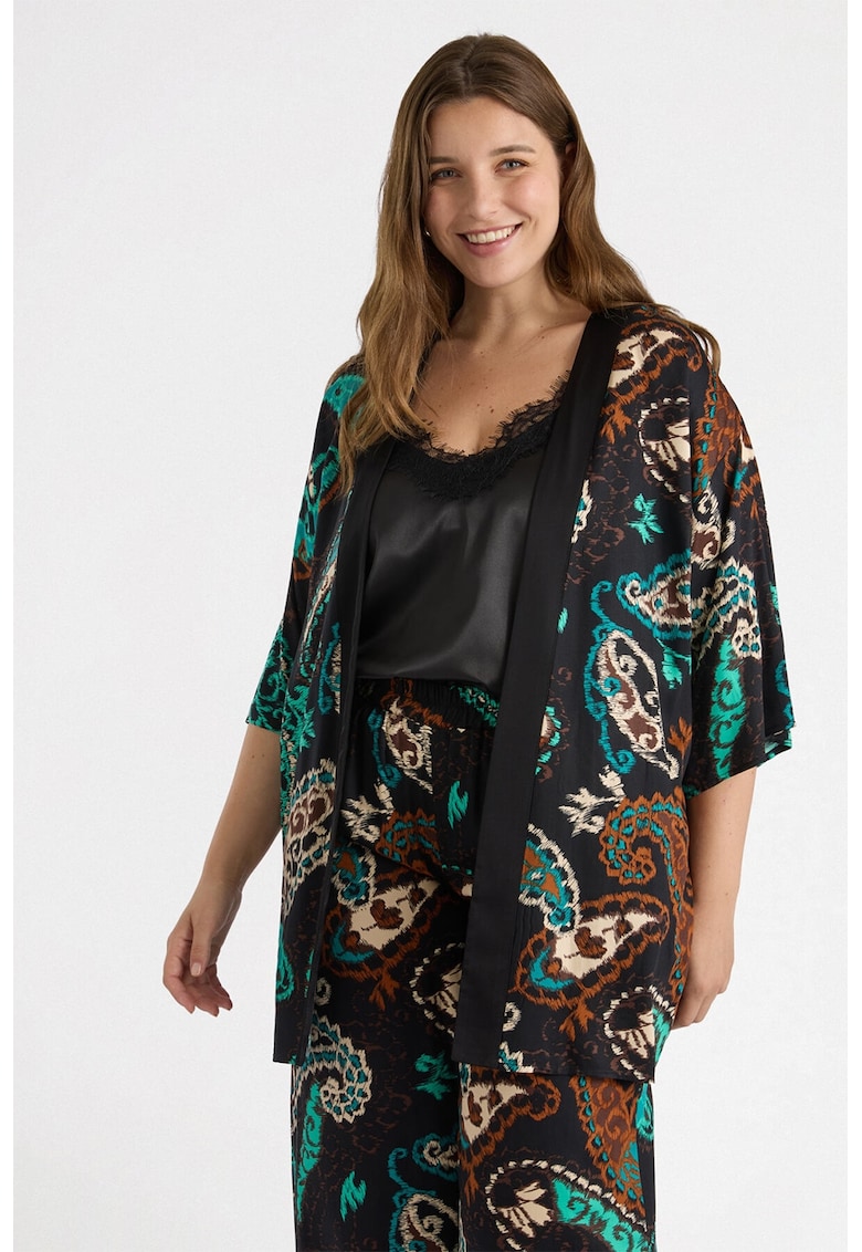 Отворено кимоно с шарка - Черен/Кафяв/Син Fiorella Rubino