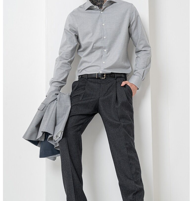 Официален вълнен панталон с ръб - Избеляло черно Pal Zileri