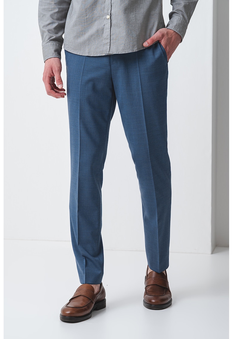 Официален панталон с вълна и ръб - Пастелносин HUGO