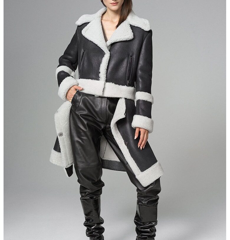 Палто 2 в 1.2076 - Агнешка кожа - Бял/Черен AA Vesa