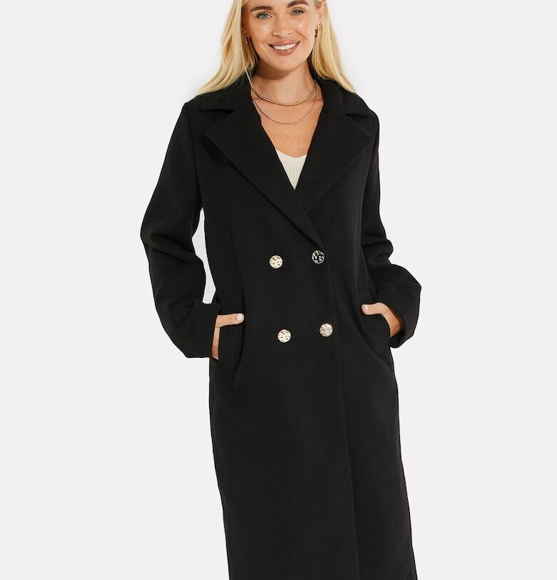 Палто Marlet с двуредно закопчаване и раздвоен ревер - Черен Threadbare