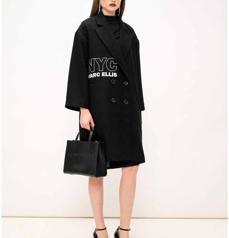 Палто Néve с принт и копчета - Черен Marc Ellis