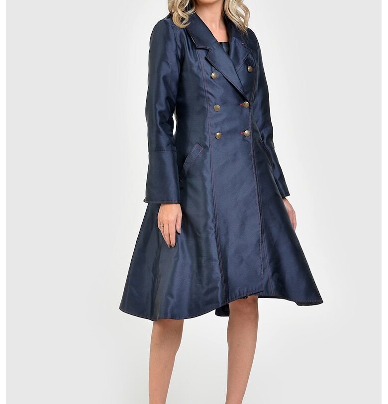 Палто Sara с асиметричен подгъв - Тъмносин GIORGAL