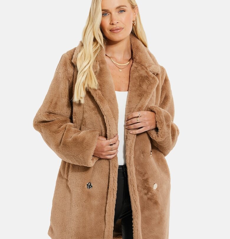 Палто Wollmantel 5881 от еко пух - Светлокафяв Threadbare