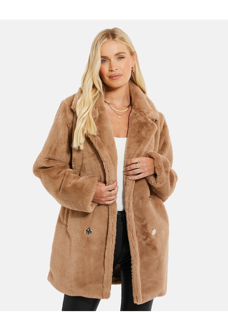 Палто Wollmantel 5881 от еко пух - Светлокафяв Threadbare