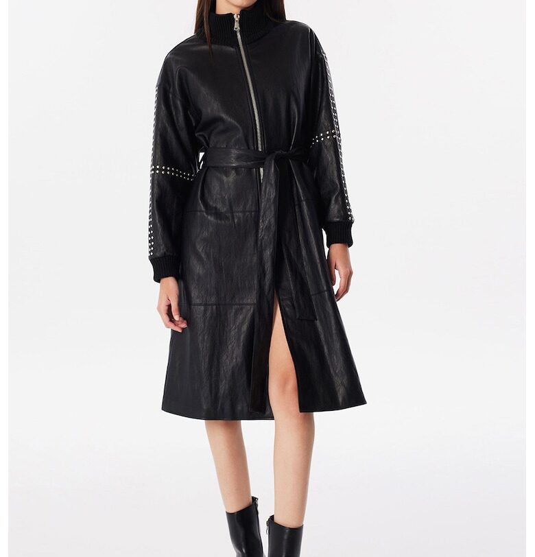 Палто от еко кожа - Черен TWIST