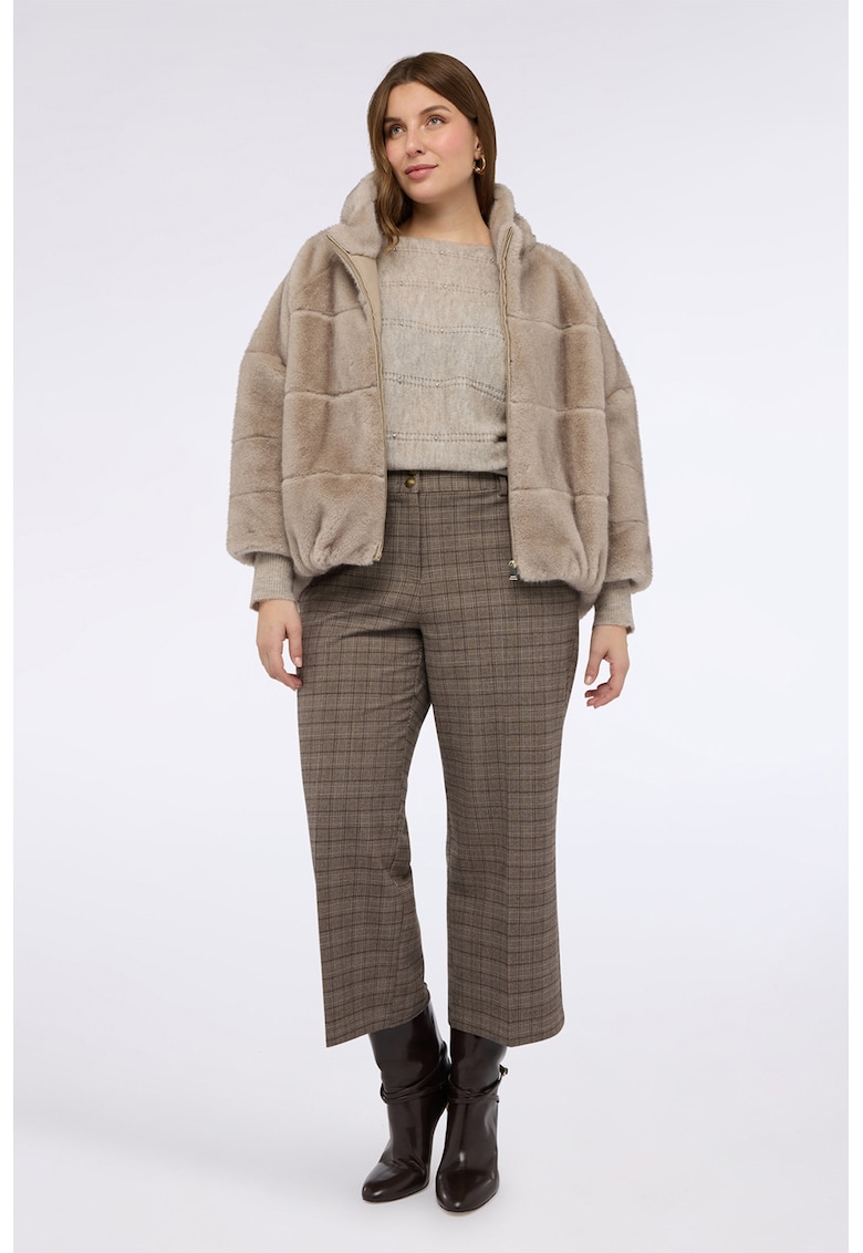 Палто от еко пух с качулка - Бежов Fiorella Rubino