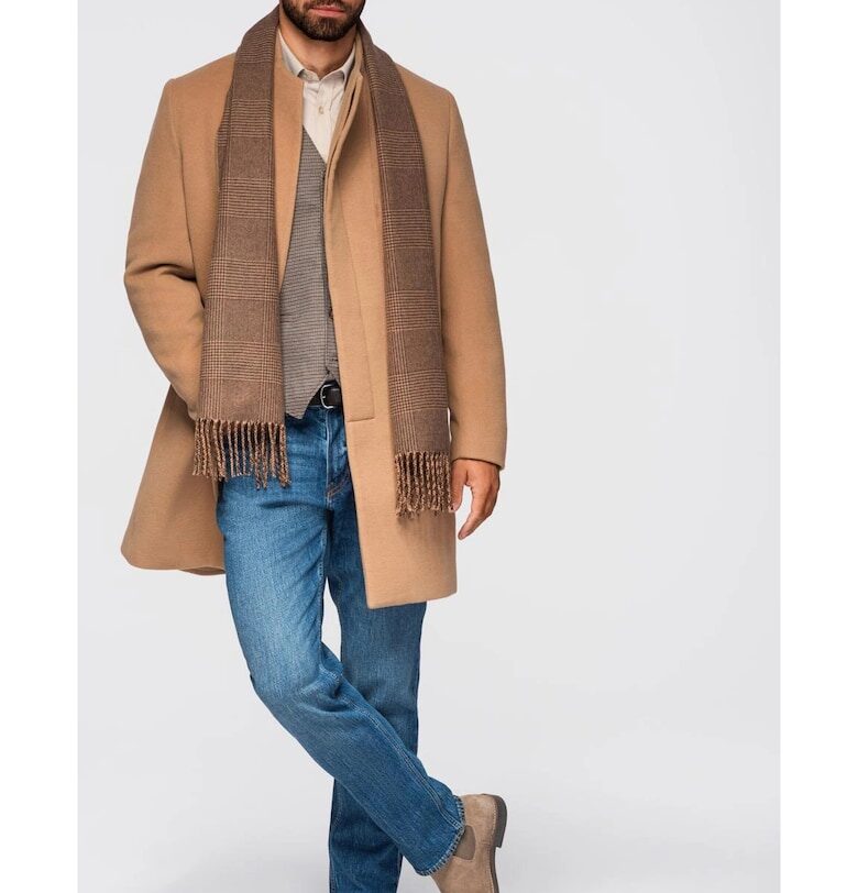 Палто с висока яка - Светлокафяв OMBRE