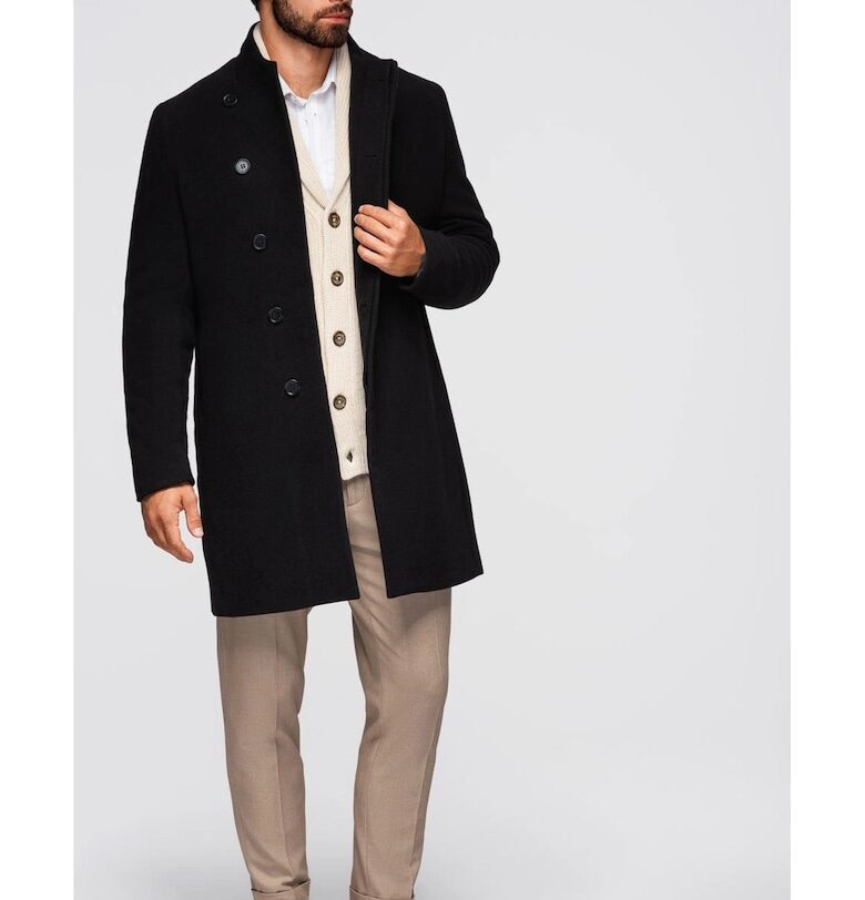 Палто с висока яка - Черен OMBRE