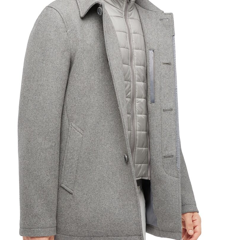 Палто с вълна Monreale - Светлосив меланж Geox