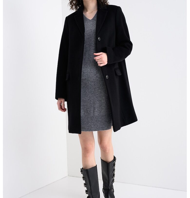 Палто с вълна - Черен United Colors of Benetton