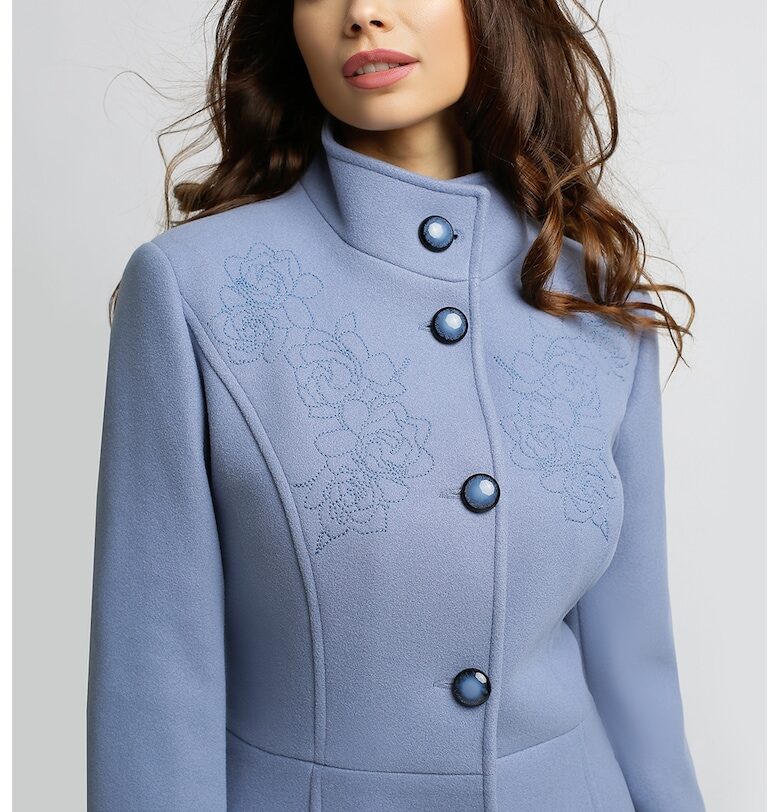 Палто с вълна и висока яка - Лавандула BAROCCA