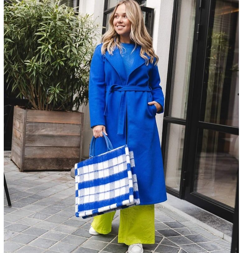 Палто с вълна и връзка - Кралско Синьо INNES Atelier