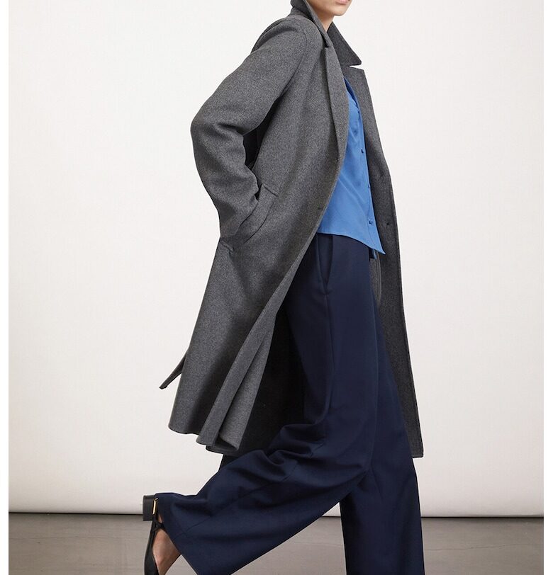 Палто с вълна и връзка - Меланж тъмно сиво Motivi