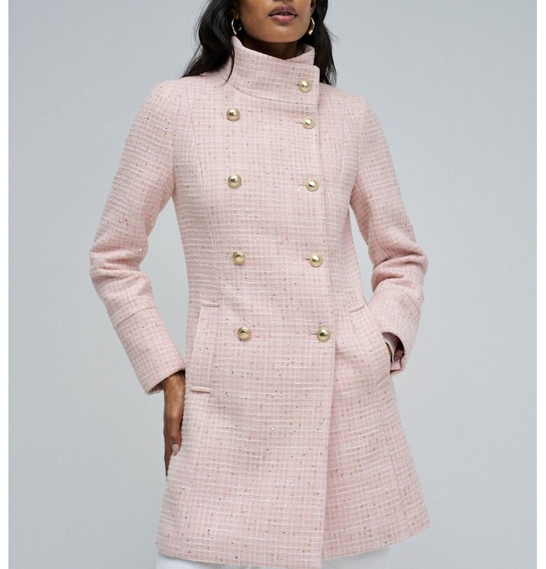 Палто с вълна с джобове - Бледо розово Salsa Jeans