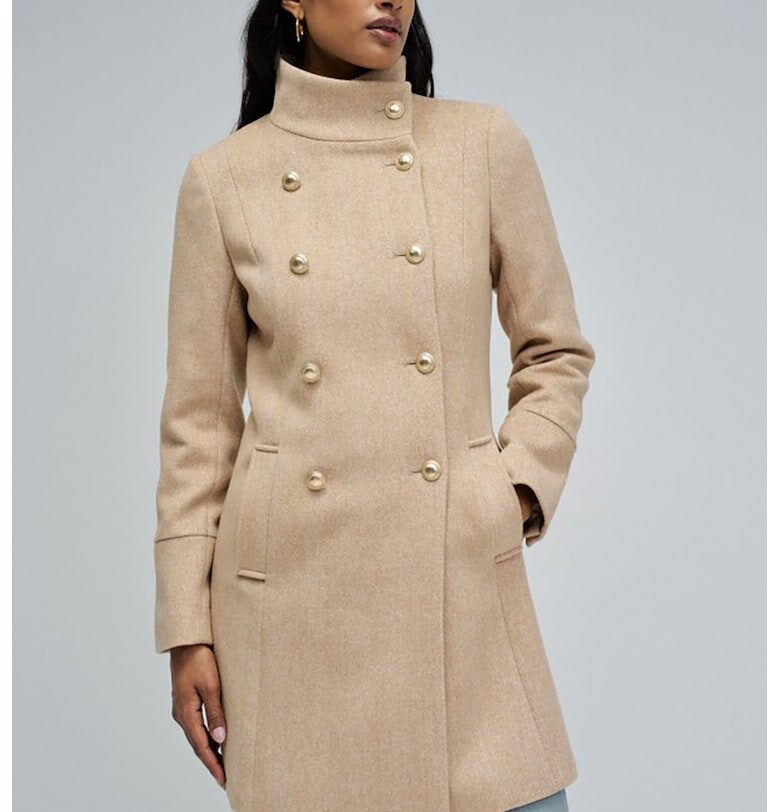 Палто с вълна с джобове - Тъмнобежово Salsa Jeans