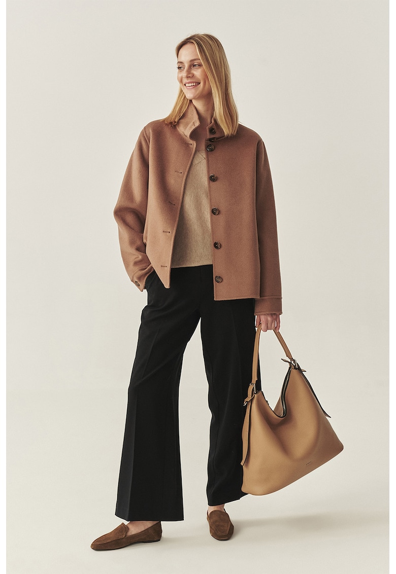 Палто с вълна с джобове встрани - Бежов Tatuum