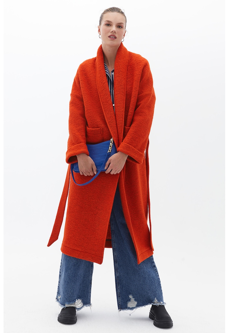 Палто с вълна с колан OXXO