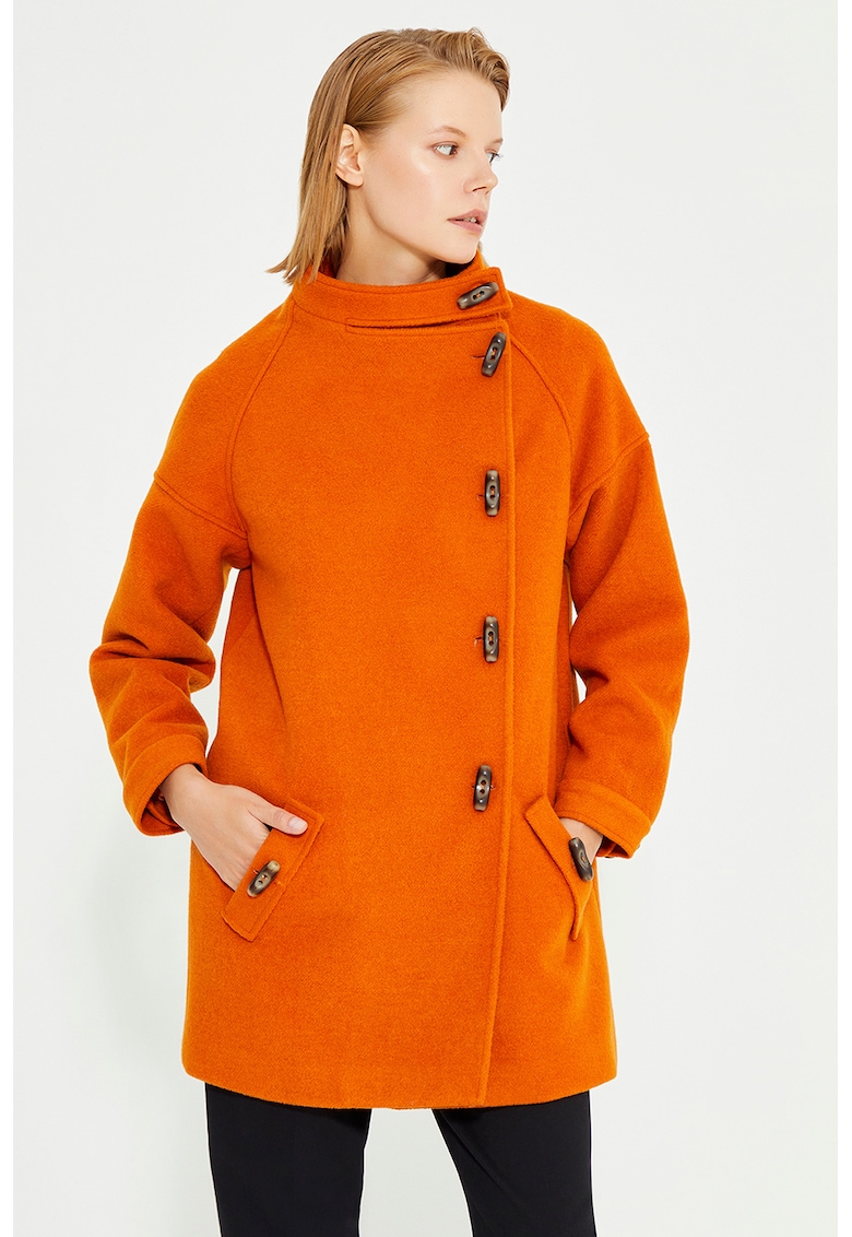Палто с вълна с копчета - Изгорен портокал Just Like You
