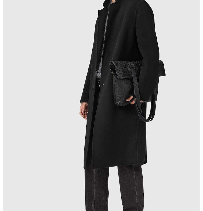 Палто с вълна с копчета - Черен AllSaints