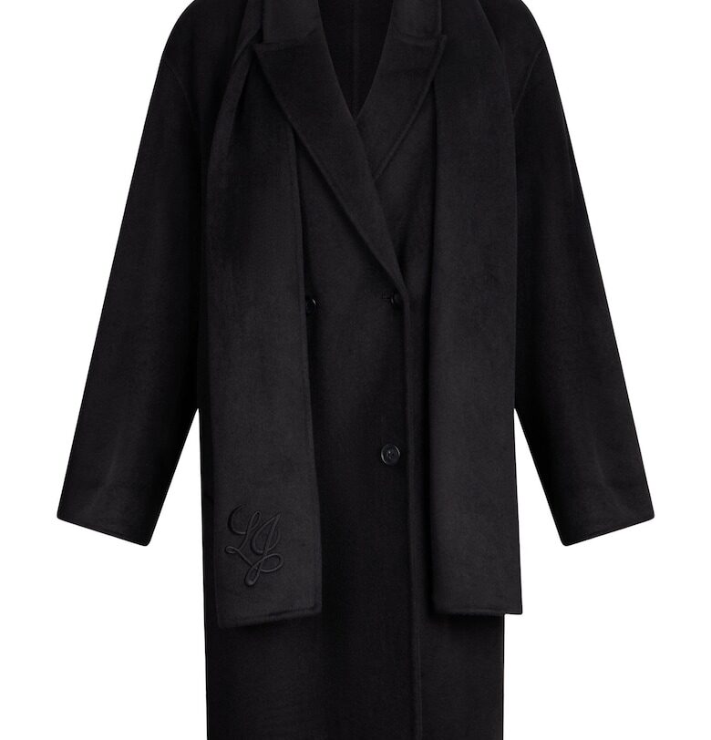 Палто с вълна с шал - Черен Liu Jo