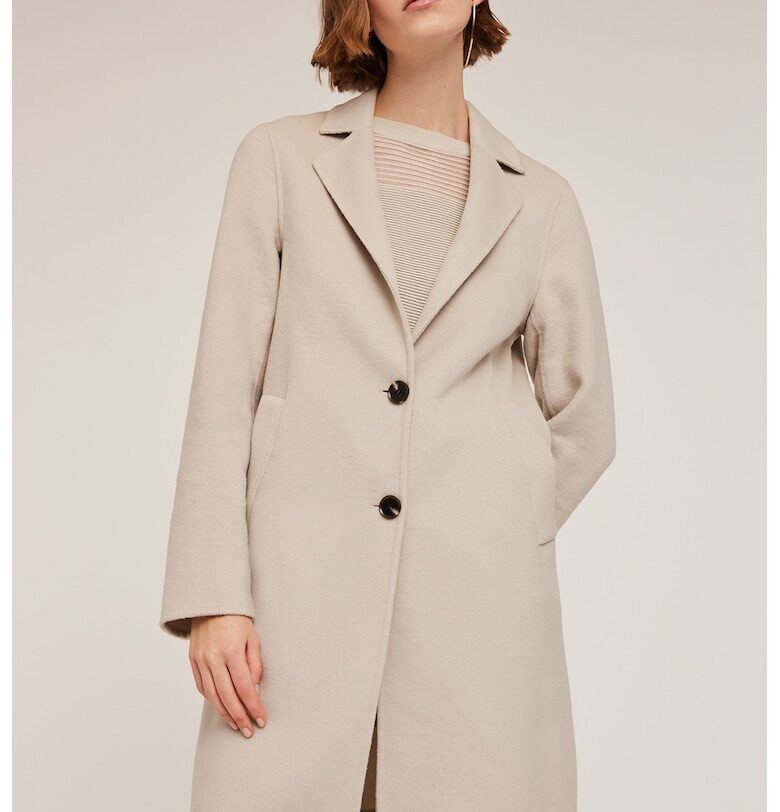 Палто с вълна със странични джобове - Крем Motivi