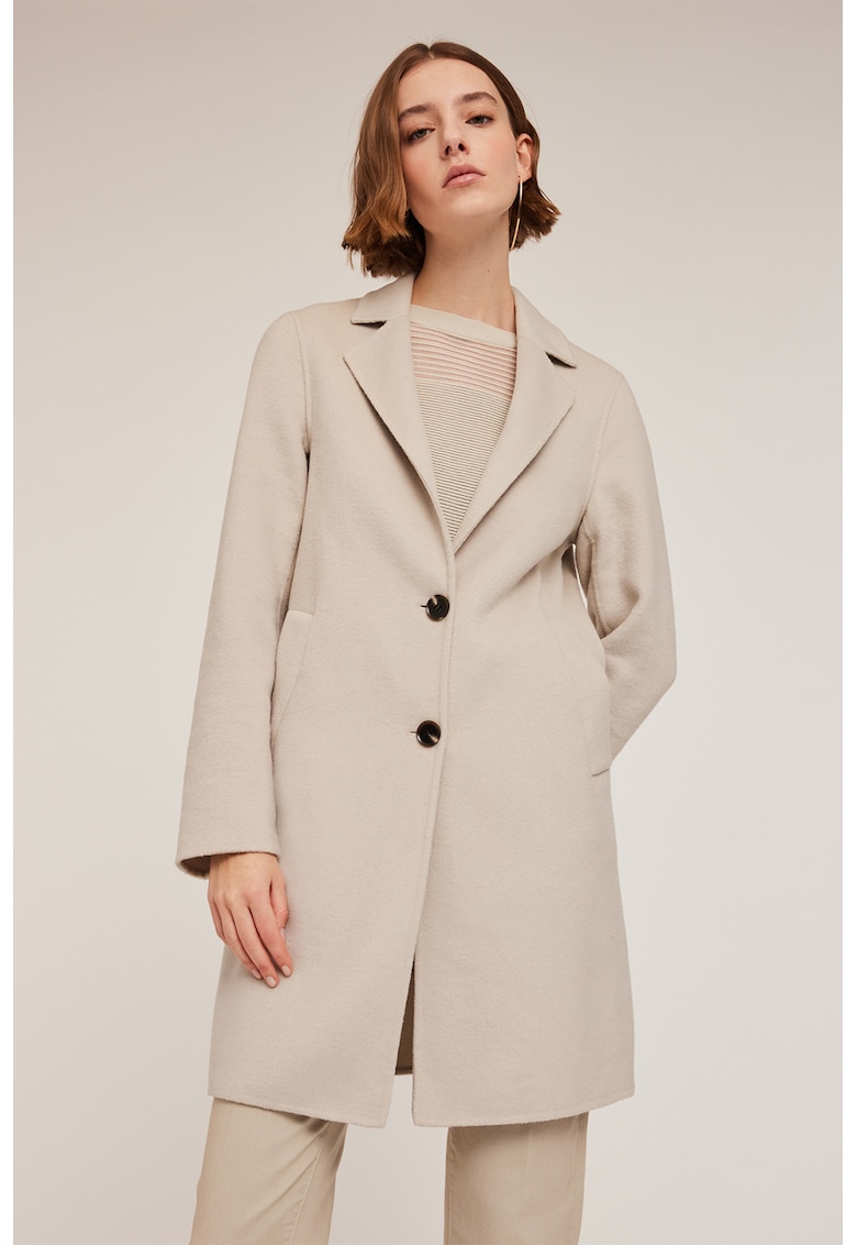 Палто с вълна със странични джобове - Крем Motivi