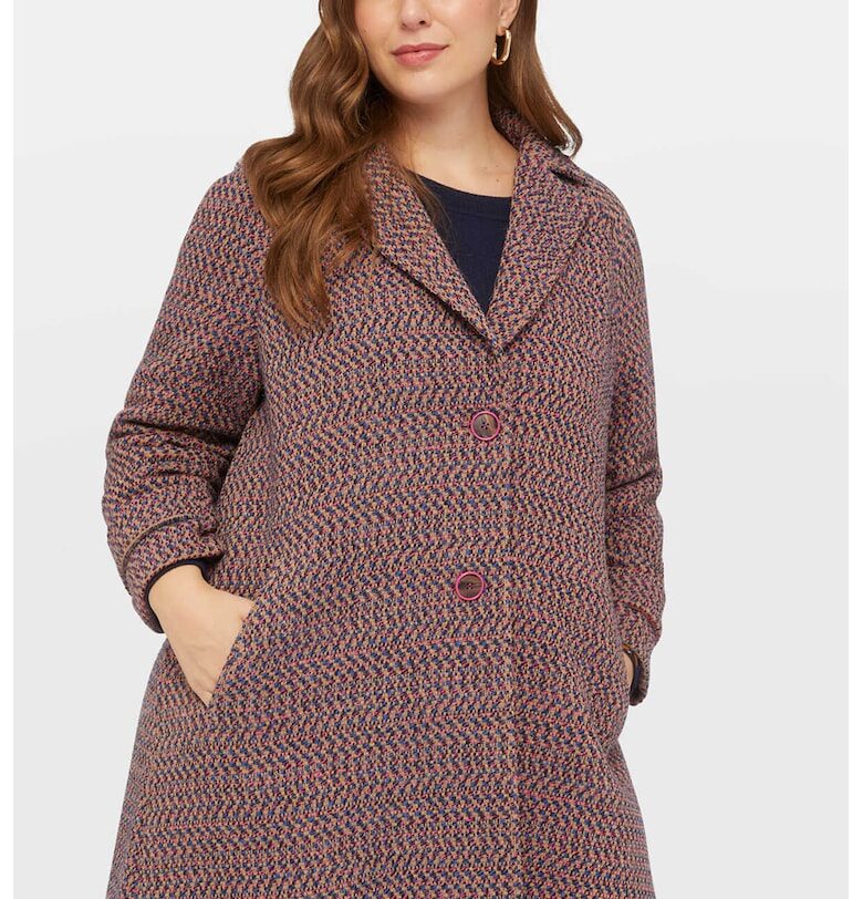 Палто с двойни ревери - Кафяв/Розово/Тъмносин Fiorella Rubino