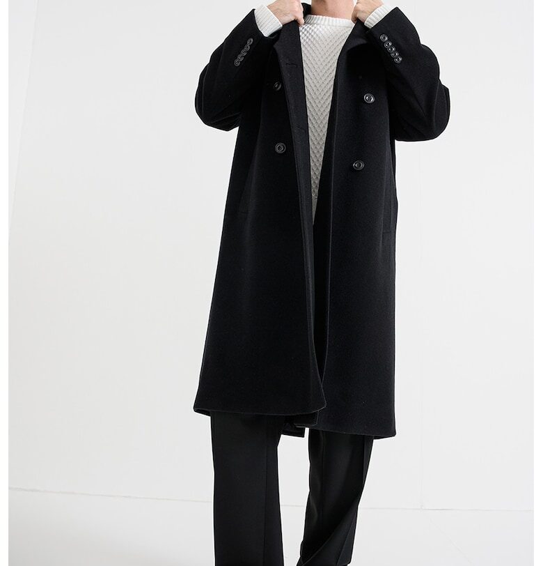 Палто с двуредно закопчаване - Черен HUGO