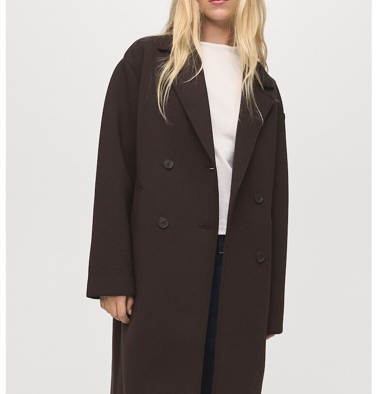 Палто с дизайн 2 в 1 - Коняк кафяв Mango