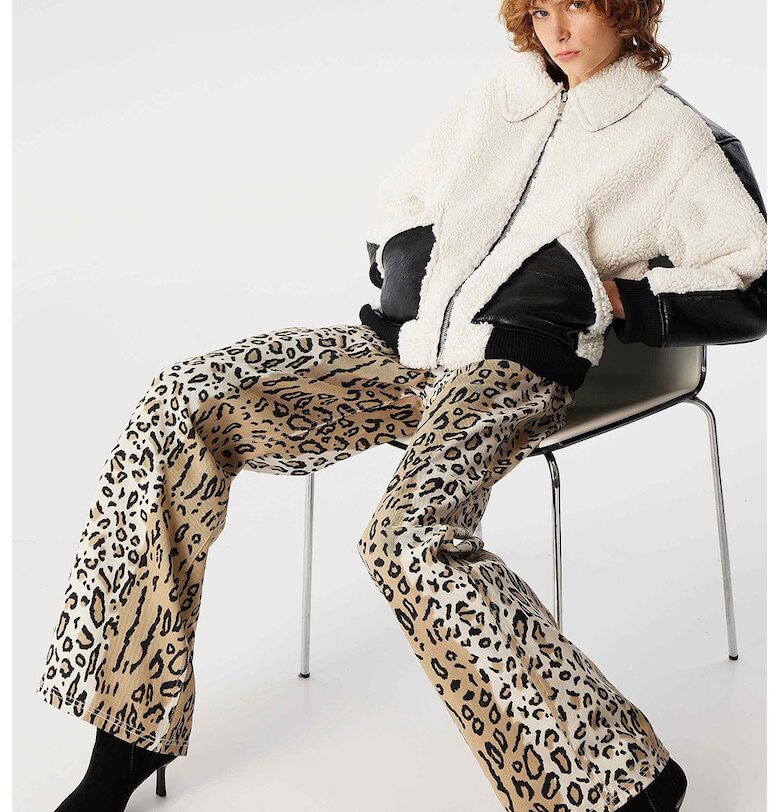 Палто с еко пух - Избеляло черно/Мръснобял TWIST