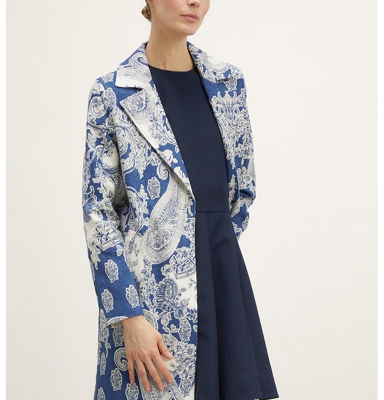 Палто с индийска шарка - Бял/Син Motivi