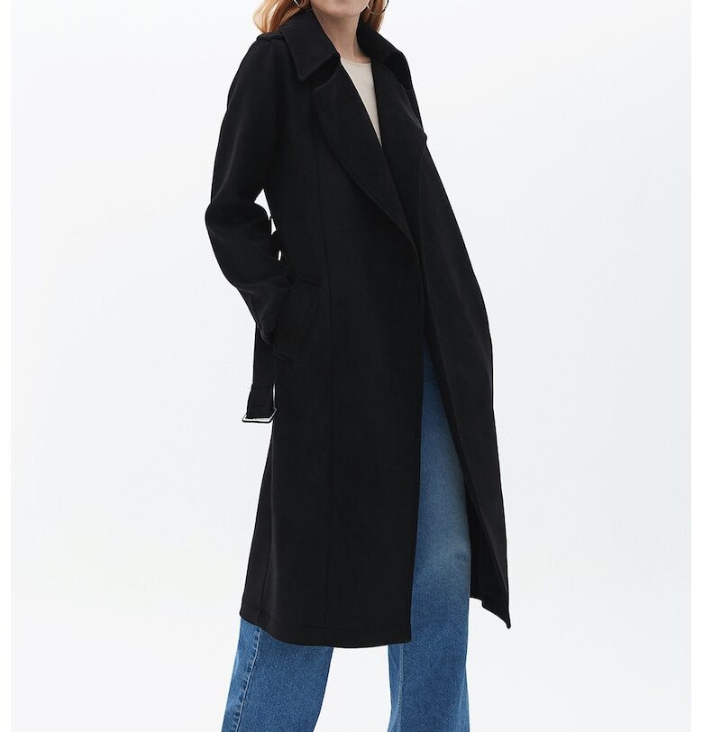 Палто с раздвоени ревери - Черен OXXO