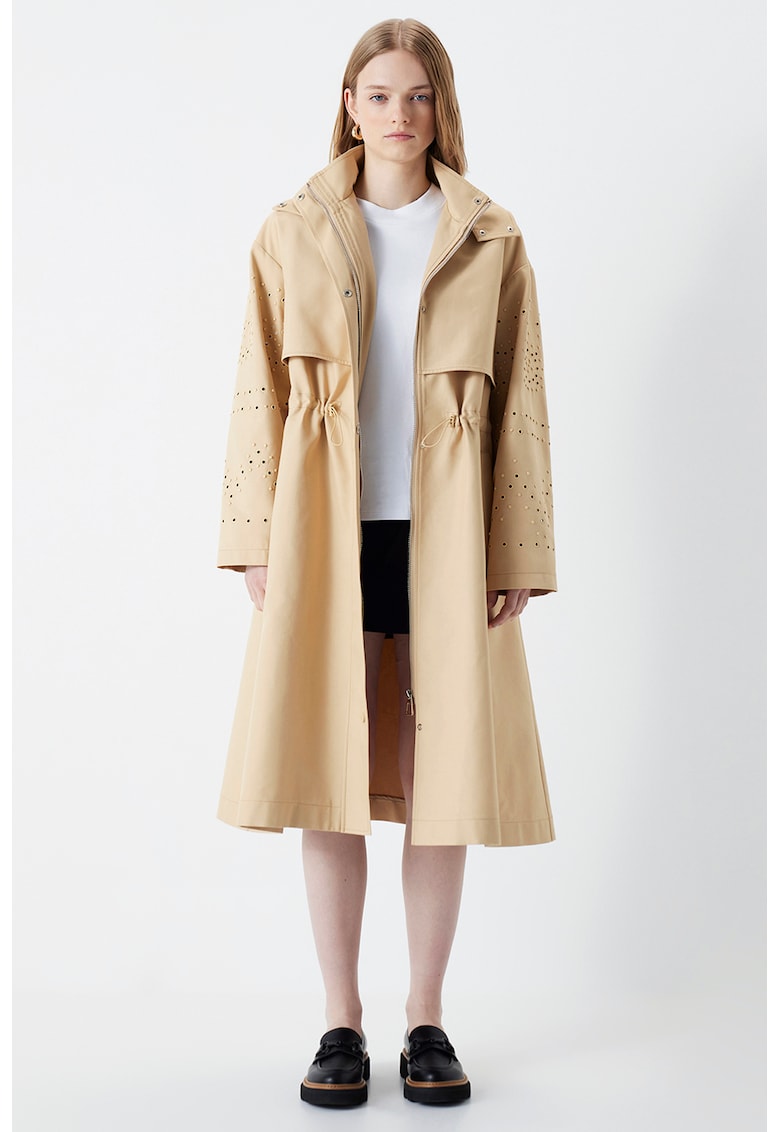 Палто с регулируема талия и перфорации - Бледооранжев Ipekyol