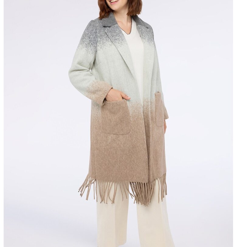 Палто с ресни и уголемени джобове - Слонова кост/Бежов Fiorella Rubino