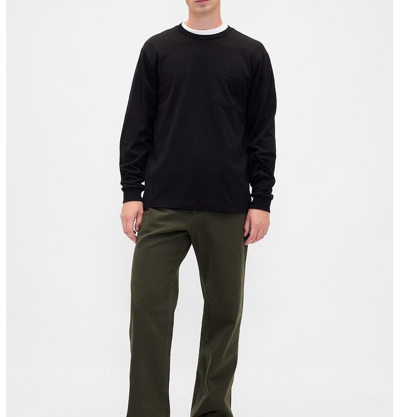 Памучен прав панталон - Тъмно каки GAP