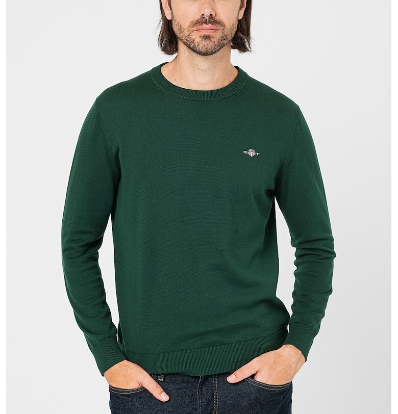 Памучен пуловер Classic - Зелен Gant