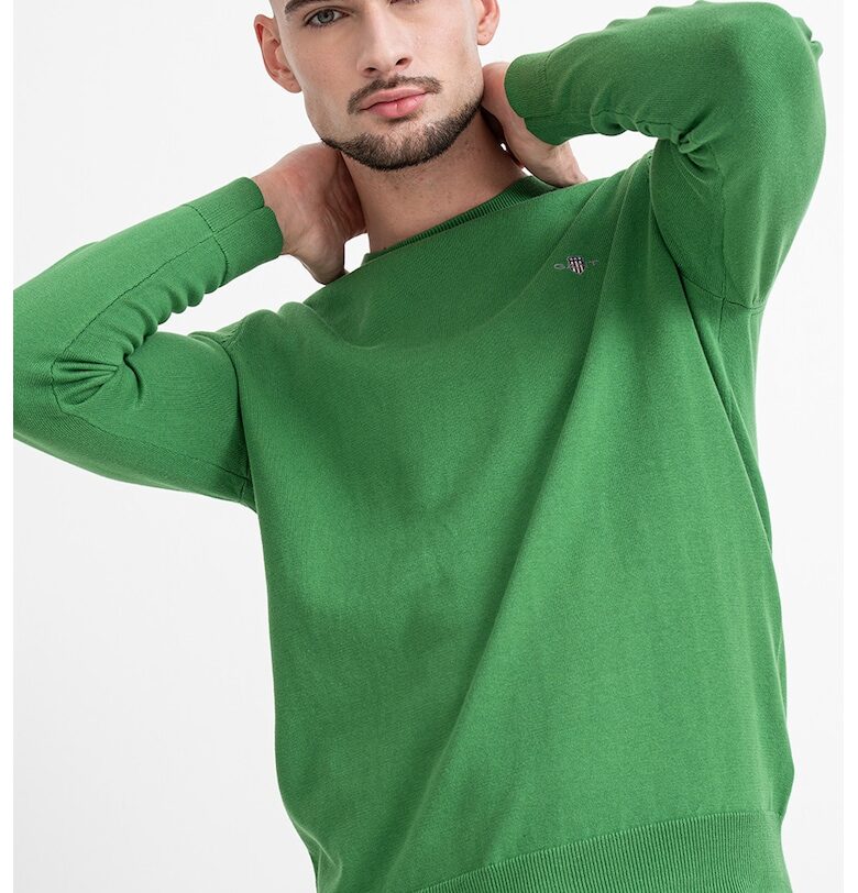 Памучен пуловер Classic - Лайм зелено Gant