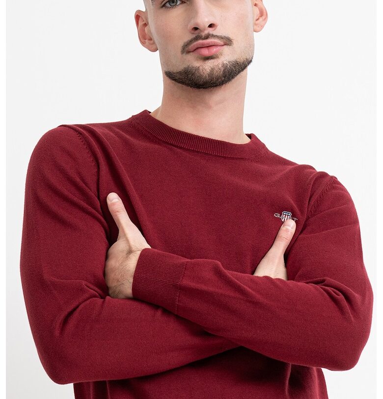 Памучен пуловер Classic - Червен/Тъмночервен Gant