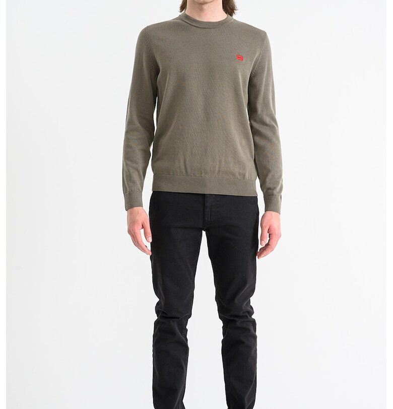 Памучен пуловер San Cassius - Папратово зелено/Зелени аспержи HUGO