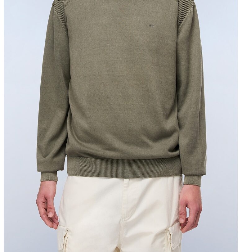 Памучен пуловер с овално деколте - Каки Napapijri