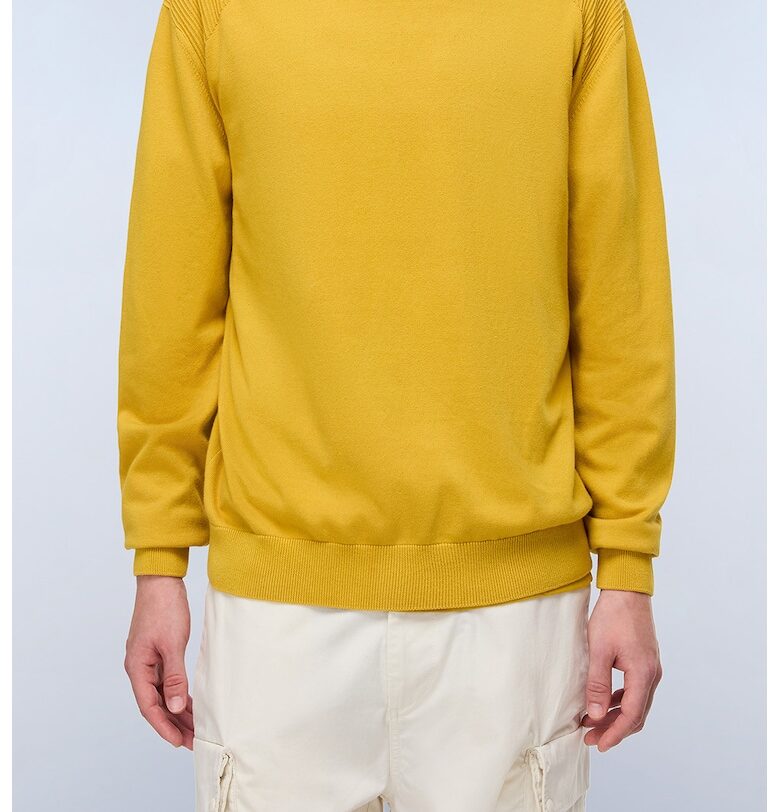 Памучен пуловер с овално деколте - Шафраново жълто Napapijri