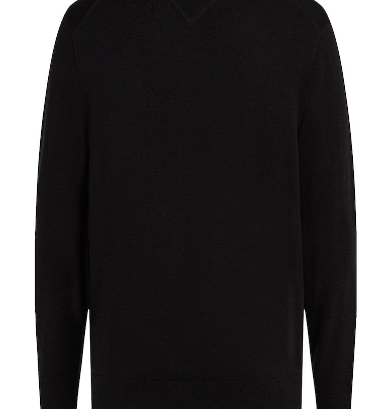 Памучен пуловер с шпиц - Черен Tommy Hilfiger