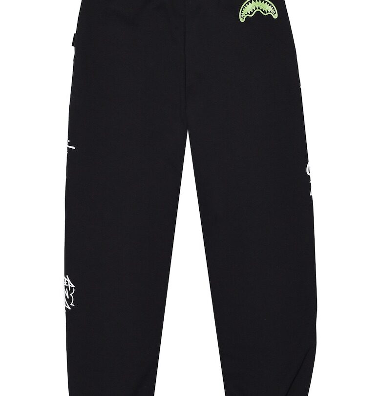 Памучен спортен панталон Glow In The Dark - Черен/Бял/Шам фъстък зелено Sprayground