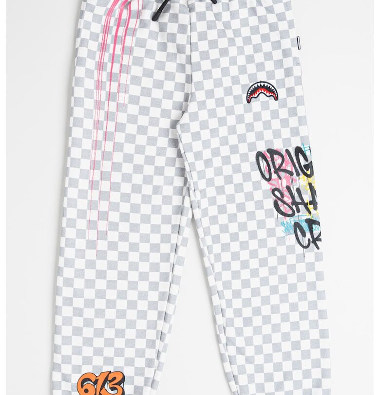 Памучен спортен панталон Sharks In The Rizz - Бял/Сив/Розово Sprayground