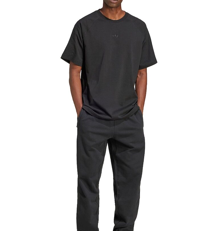 Памучен спортен панталон с бродирано лого - Избеляло черно adidas Originals